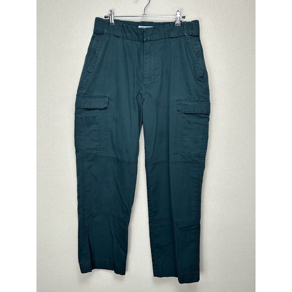 Service Pants Mens Sz 32 Green Cargo Tactical Performance Stretch Elastic Waist - Picture 1 of 16